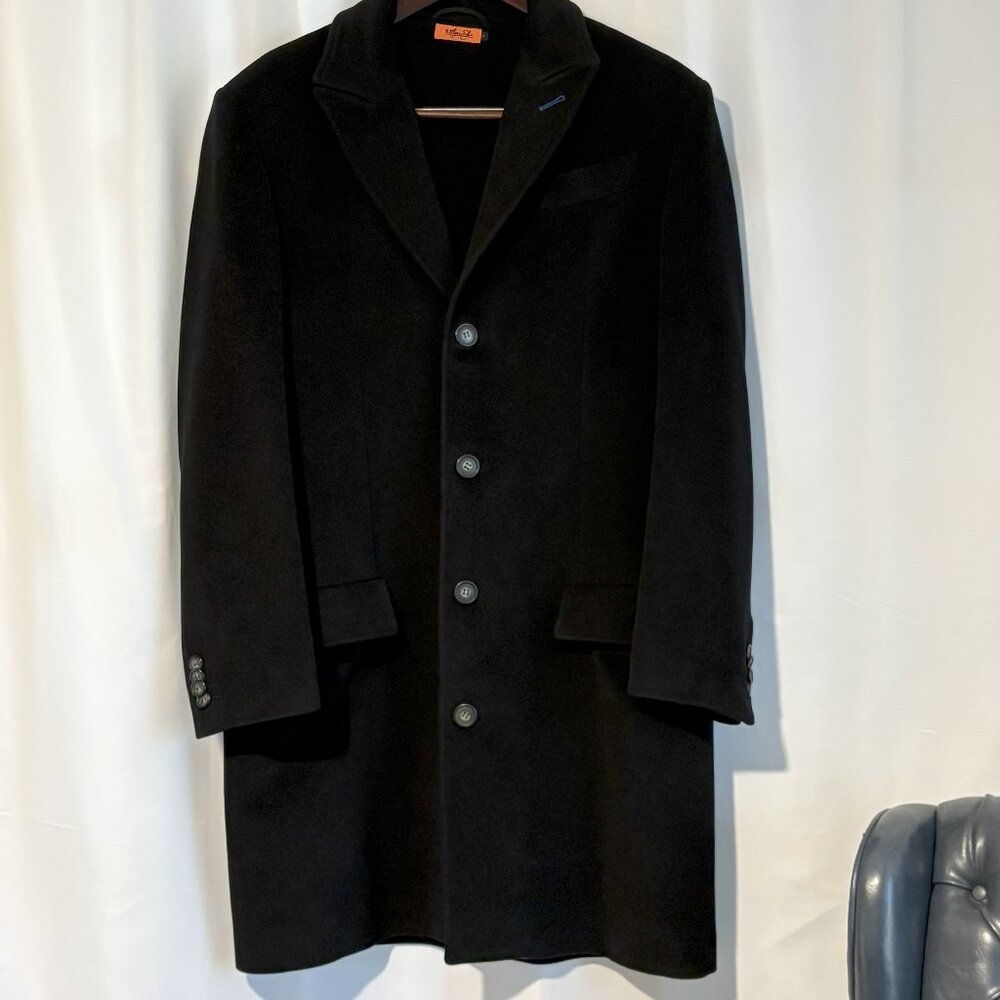 Marc Ecko Black Wool Cashmere Overcoat Men’s Medium Knee Length